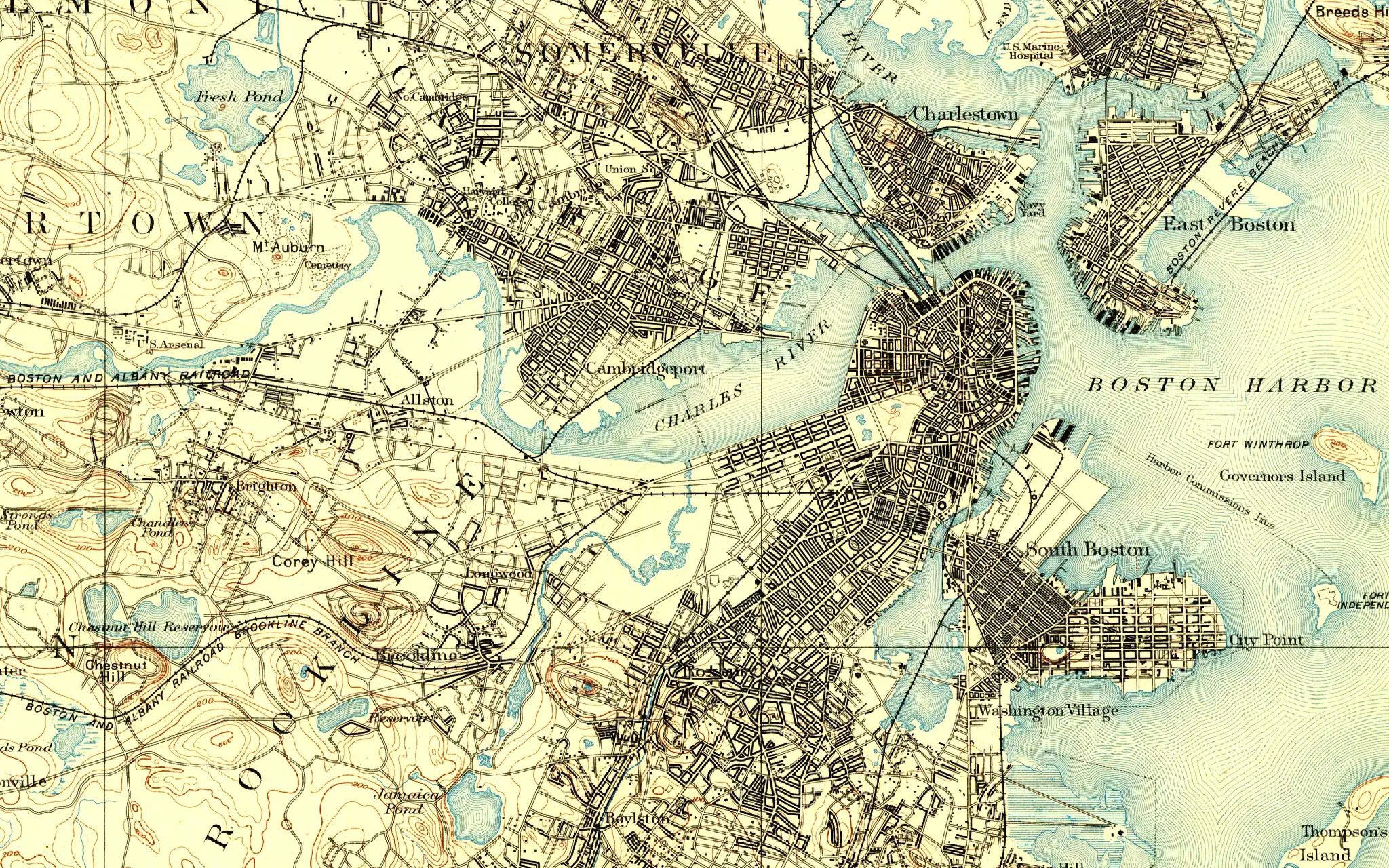 USGS Topo, Boston, Massachusetts, 1893